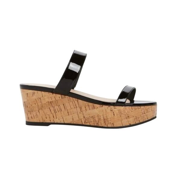 Stuart Weitzman Boardwalk Wedge Slide Sandal Sz 7.5 Black Leather Flat Platform - Picture 3 of 8